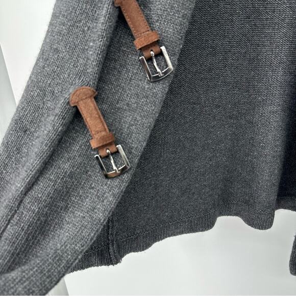 SALE!!! Bluemarine Grey Woll Cardigan Sweater with Leather Details Size L - Picture 8 of 9